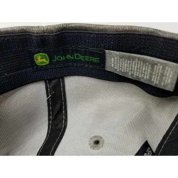 John Deere Official Licensed Brand Black Gray Colorblock Stretch Fitted Hat OSFA - Picture 8 of 9